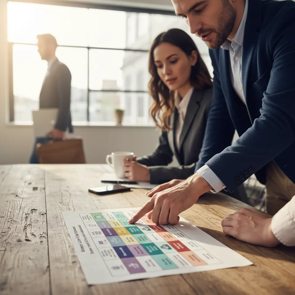 An eye-catching comparative specification grid illustrating five core factors—Battery Life & Fast-Charge (battery icon with hours), Active Noise Cancellation strength (speaker with cancellation waves), Audio Quality & Supported Codecs (music note with codec labels LDAC/AAC), Fit, Comfort & Water-Resistance (earbud icon with IPX ratings), and Connectivity Features (Bluetooth symbol with multipoint/voice-assistant badges)—arranged in columns for six top models, color-coded for quick visual comparison.