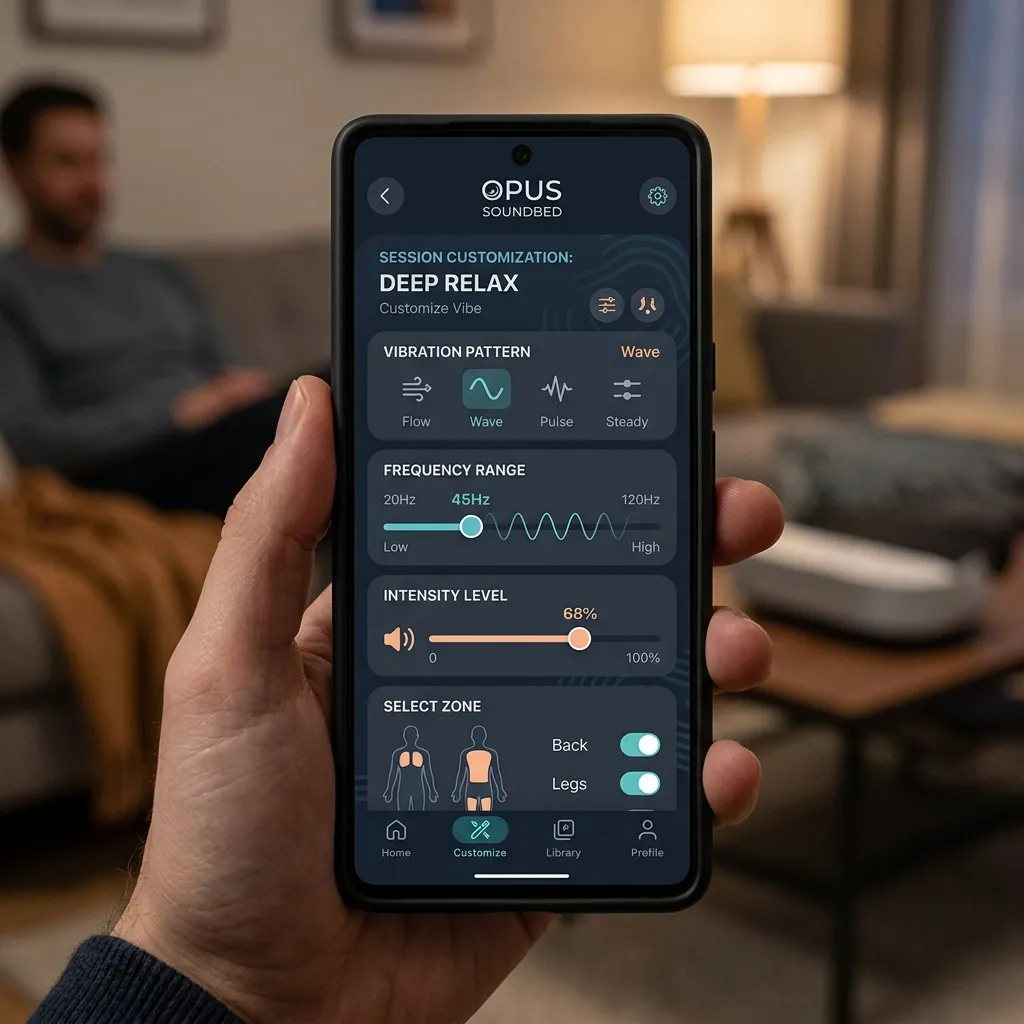 Can you customize vibrations in the Opus Soundbed app